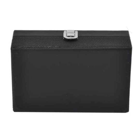 NEW Black Woven Embossed Faux Leather Jewelry Box with Mirror - Picture 7 of 9